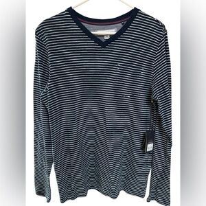 pd&c Men’s Medium Navy Stripe Long‑Sleeve Shirt